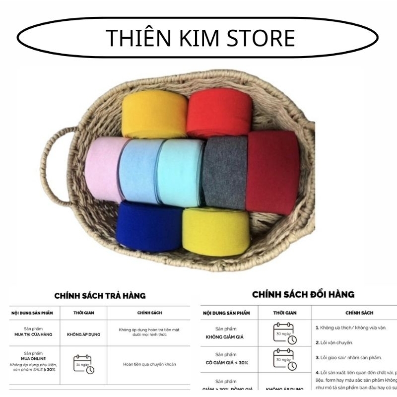Bo Viền Áo Cotton Bo Cổ Áo Phông Đủ Màu Bản 4.5cm Dài 3m-3,5m