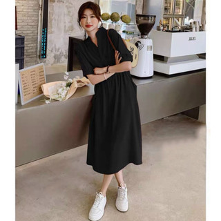 Đầm váy freesize cổ trụ rút eo 2 màu