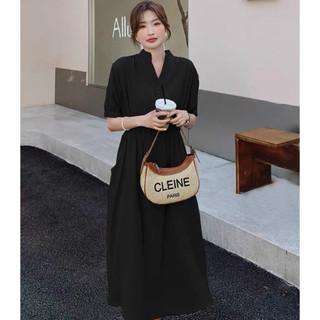Đầm váy freesize cổ trụ rút eo 2 màu