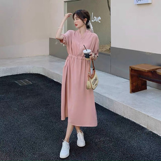 Đầm váy freesize cổ trụ rút eo 2 màu