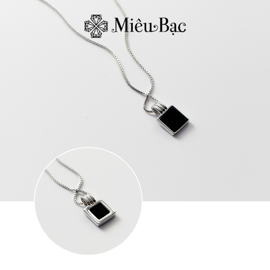 Dây chuyền bạc nữ Miêu Bạc vòng cổ đá vuông đen chất liệu bạc S925 thời trang phụ kiện trang sức MD30