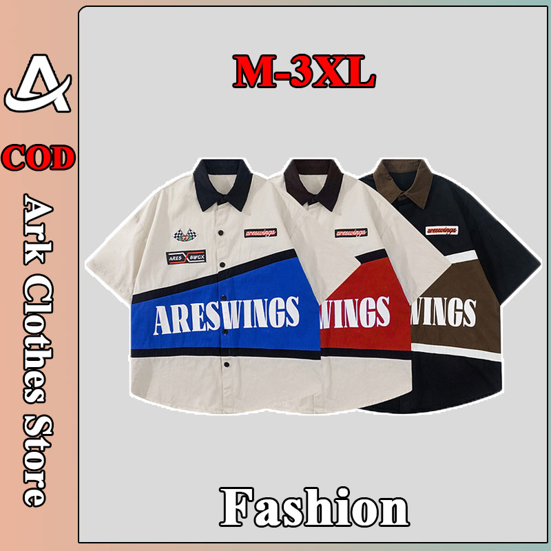 áo sơ mi croptop áo sơ mi nam ngắn tay áo sơ mi form rộng nam chất liệu vải lụa mềm chống nhăn phong cách retro