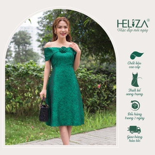 Đầm xòe dự tiệc gấm vân hoa Heliza Fashion SP 2072