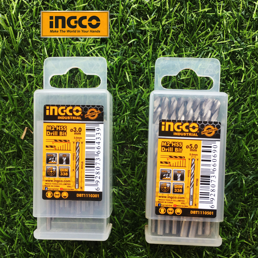 Bộ mũi khoan Inox Ø 3mm, Ø 5mm Ingco M2 HSS DBT1110301 và DBT1110501
