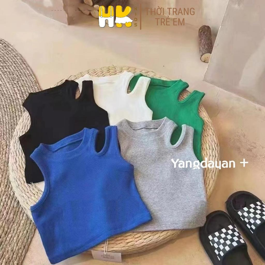 Áo ba lỗ cho bé HK KIDS, áo thun sát nách khoét vai Quảng Châu chất cotton mềm mát bé mặc mùa hè size bé 5-10 tuổi (805)