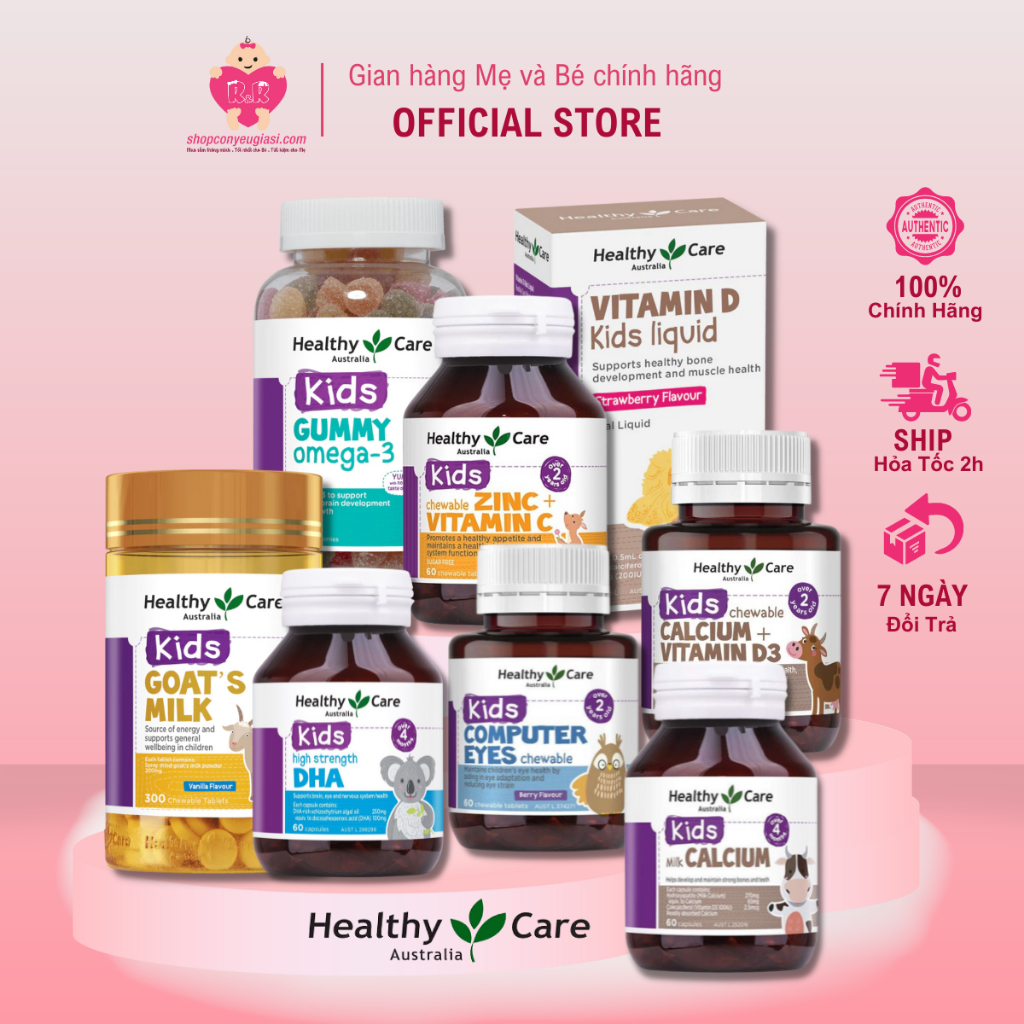 Viên uống bổ Sung Canxi, DHA, Kẽm, Omega 3, Vit C, D Dành Cho Trẻ Trên 4 Tháng Tuổi - Healthy Care