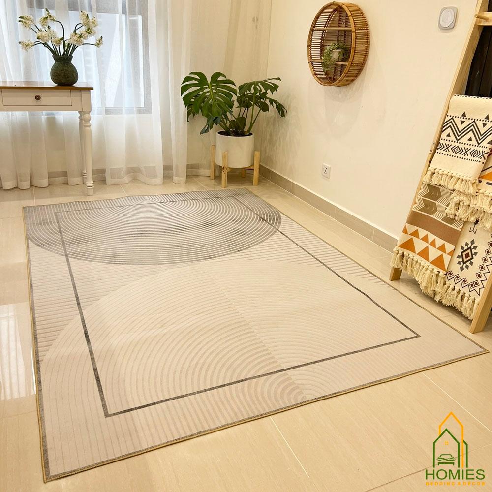 Thảm Nỉ Bali Trải Sàn Phòng Khách Hoạ Tiết Hiện Đại BA 06 - Đế Cao Su Chống Trơn Trượt