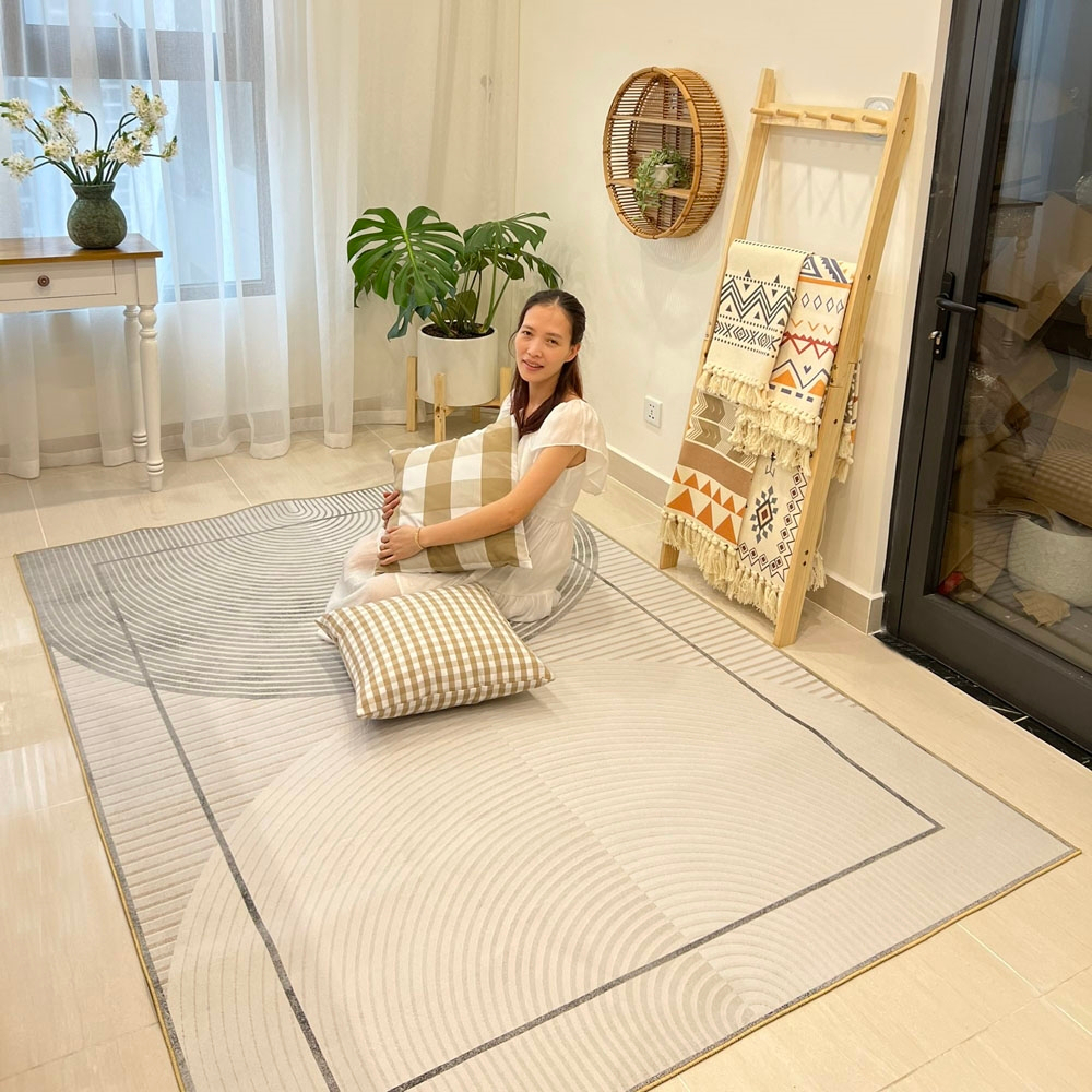Thảm Nỉ Bali Trải Sàn Phòng Khách Hoạ Tiết Hiện Đại BA 06 - Đế Cao Su Chống Trơn Trượt