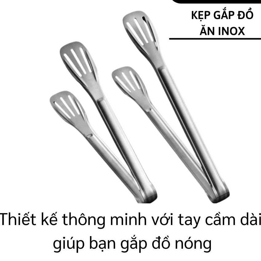 Dụng Cụ Gắp Đá, Gắp Thức Ăn, Gắp Thịt Có Khía Chất Liệu Thép Không Gỉ Chuyên Dụng Dài 23 cm