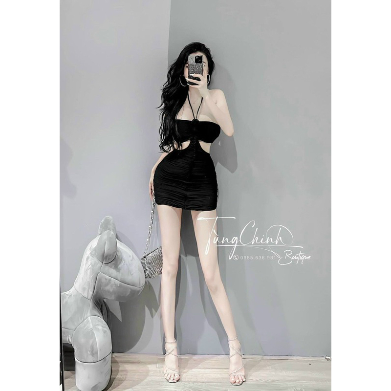 Đầm Hai Dây Ôm Body Khoét Eo Sexy CC0037