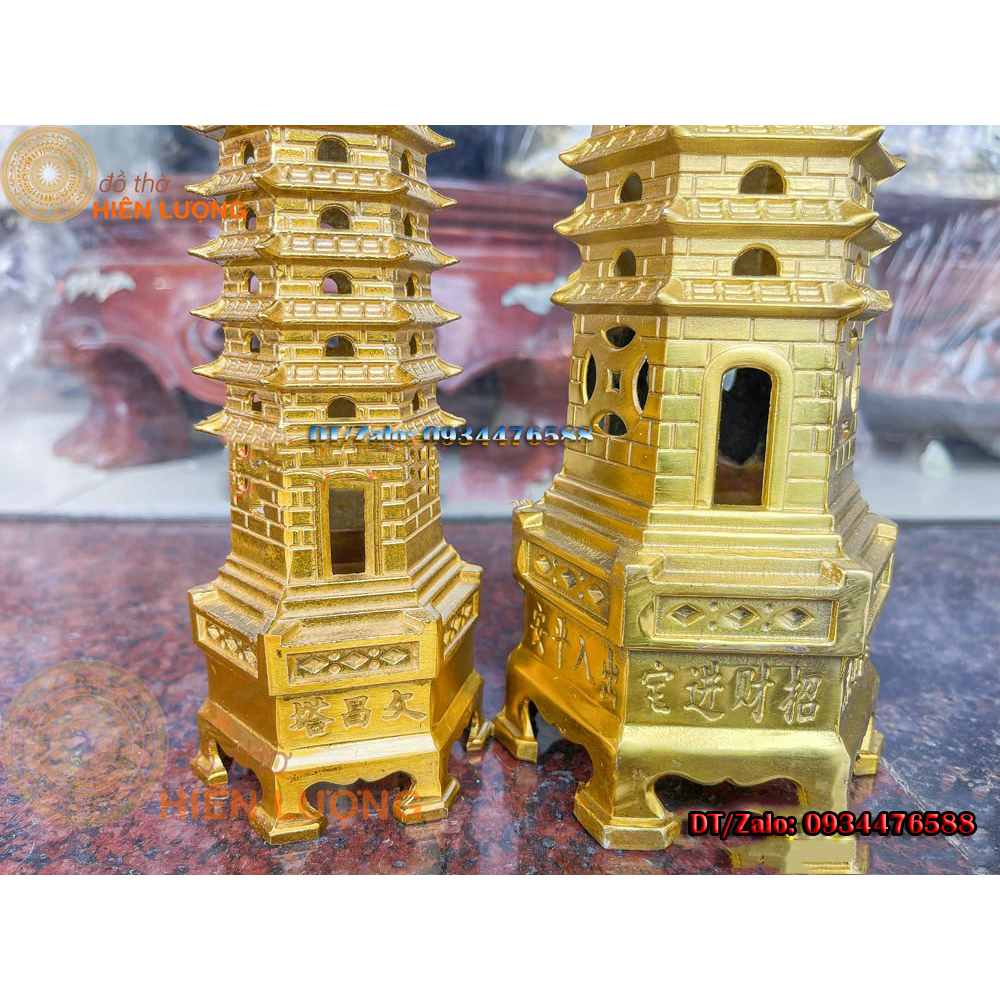 Tháp Văn Xương 13 Tầng Bằng Đồng Vàng Nguyên Chất Phong Thủy Cao 30cm, 40cm - Biểu Tượng Của Trí Tuệ
