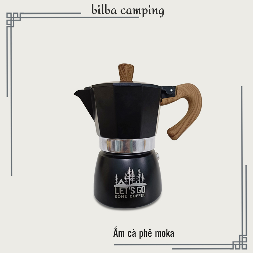 Bình pha cà phê moka espresso kiểu Ý nhỏ gọn - Ấm pha cafe cắm trại ngoài trời hoặc ở nhà (BB4242) - Billba Camping