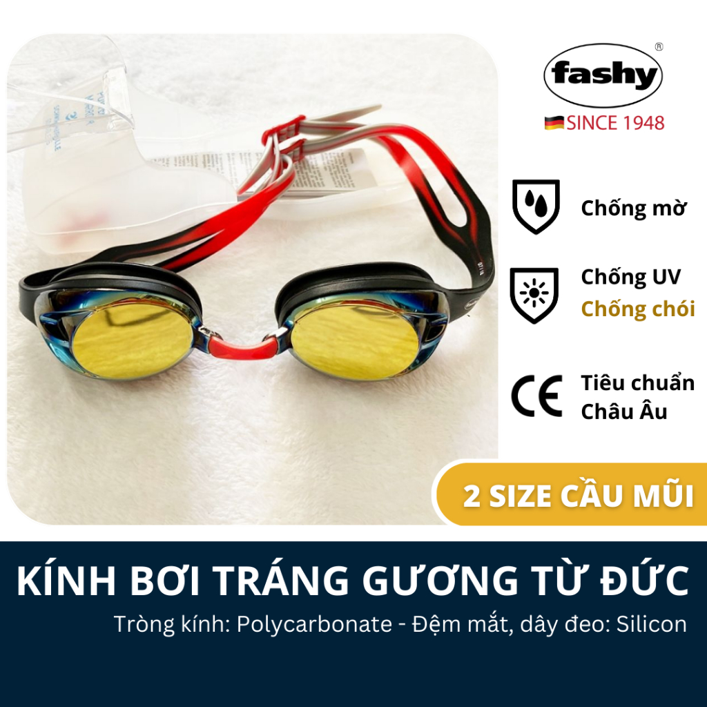 Kính bơi tráng gương dòng POWER MIRROR nhập khẩu từ Đức Fashy,dành cho người lớn trẻ em nhiều độ tuổi