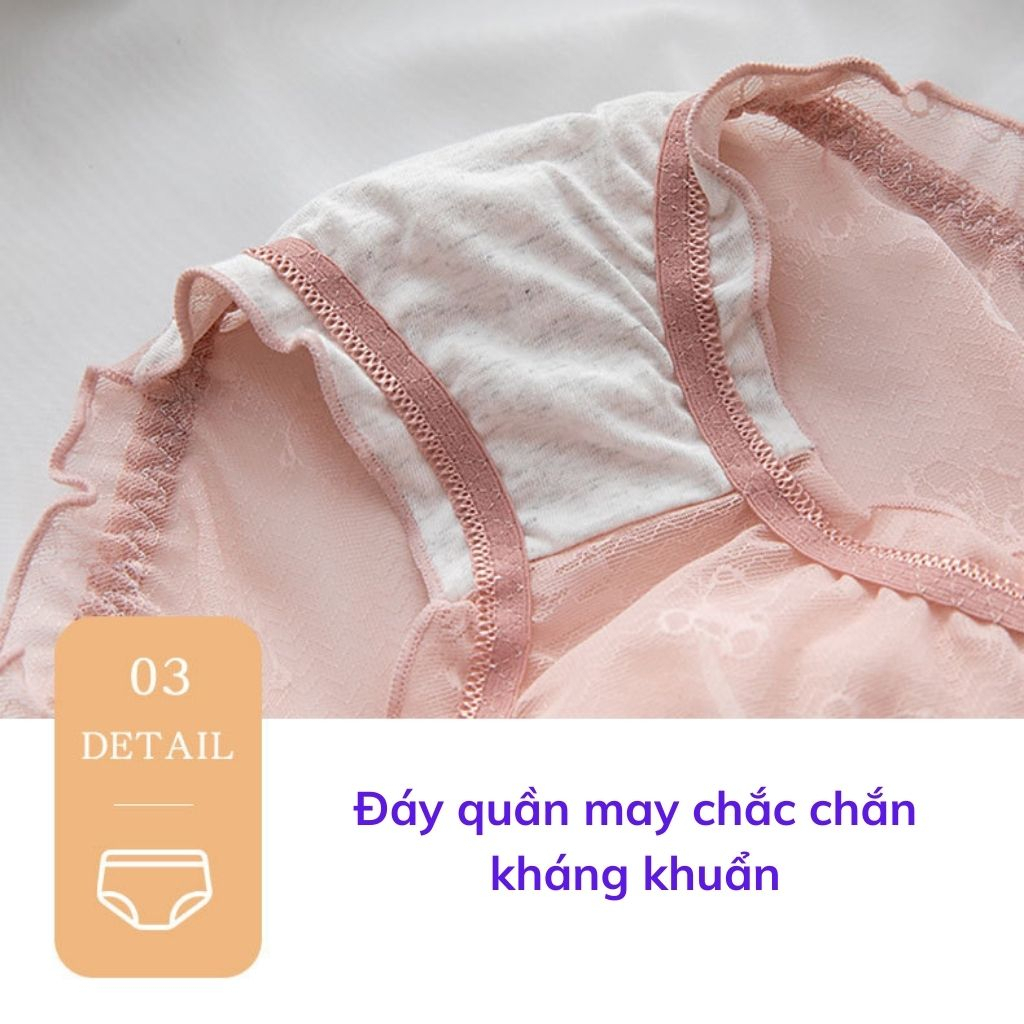 Quần lót ren nữ xuyên thấu sexy kèm đính nơ gợi cảm và quyến rũ DEVARI L2831