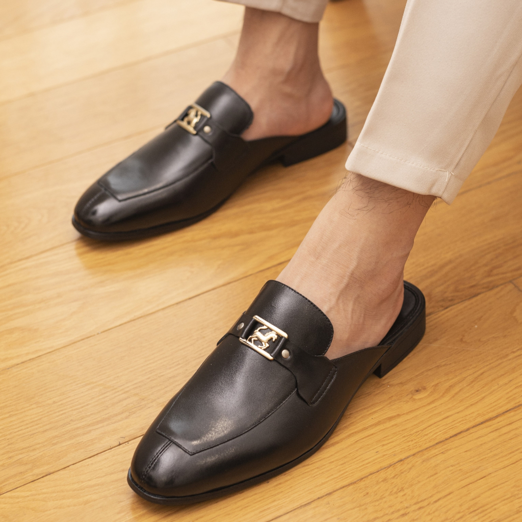 Giày sục nam da bò nappa cao cấp mặt đai kim loại mặt con ngựa cực sang chảnh - Bảo hành 12 tháng S015