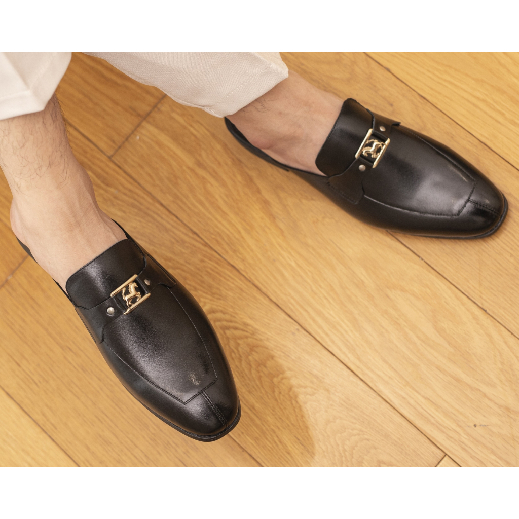 Giày sục nam da bò nappa cao cấp mặt đai kim loại mặt con ngựa cực sang chảnh - Bảo hành 12 tháng S015