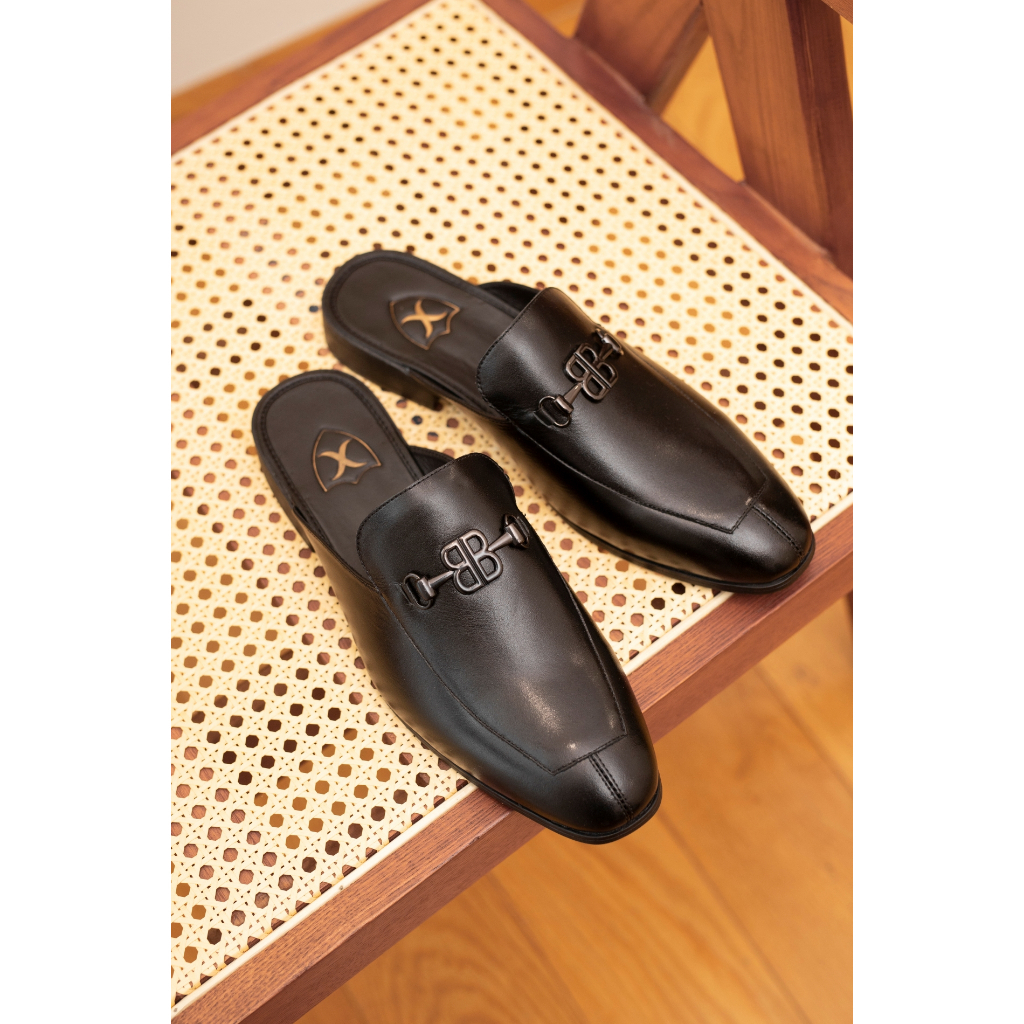 Giày sục nam da bò nappa cao cấp mặt đai kim loại chữ B không gỉ - Bảo hành 12 tháng S017