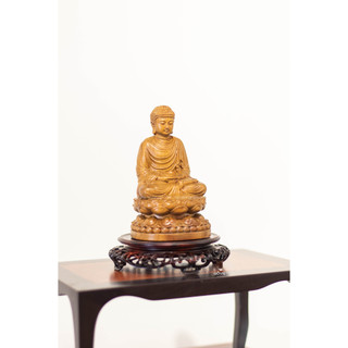 Tượng Phật Thích Ca Mâu Ni ngồi thiền gỗ Bách xanh cao 15cm - 20cm