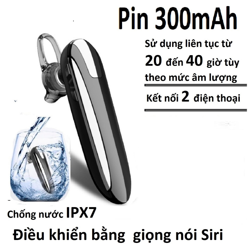 TAI NGHE BLUETOOTH CHỐNG NƯỚC X8 5.0,KẾT NỐI 2 ĐIỆN THOẠI ( PIN 300mAh,CHỜ 90 NGÀY, NGHE NHẠC 30H)