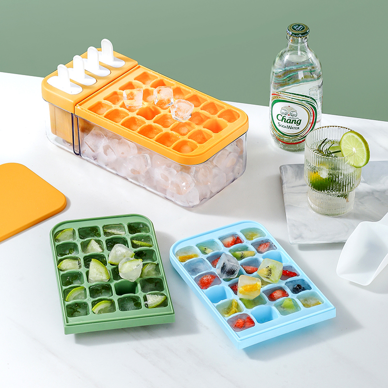 Khay làm đá có nắp đậy và khuôn làm kem cây 2 trong 1 nhựa ABS cao cấp mới nhất