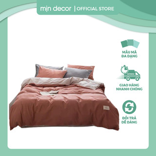 Bộ 4 món vỏ chăn drap giường vỏ gối cotton tici mẫu basic mềm mại bo chun miễn phí