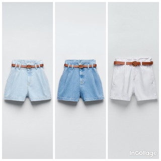Quần short bò kèm đai Zara Authentic