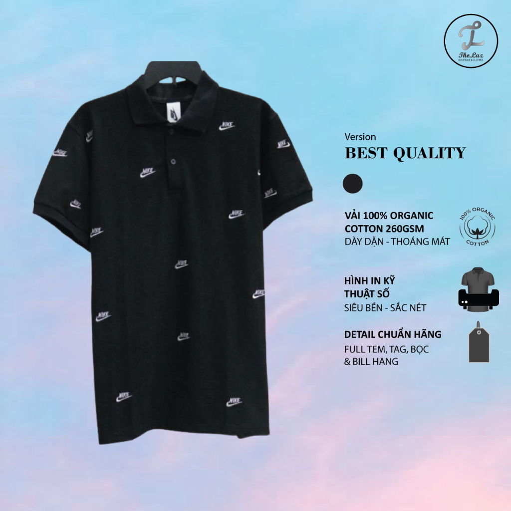 Áo thun Polo Nike Logo Thêu Nam Nữ Cổ Bẻ - Vải Vải Cá Sấu Cotton Lacoste Trẻ Trung Xịn THE LAZ