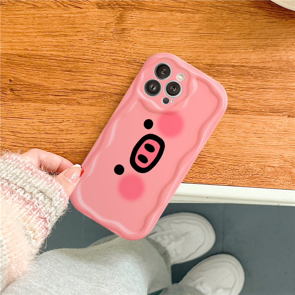 Ốp lưng iphone Viền nổi cạnh sóng Heo hồng cute 6s/6splus/7/7plus/8/8plus/x/xs/11/12/13/14/pro/max/promax/plus sk12