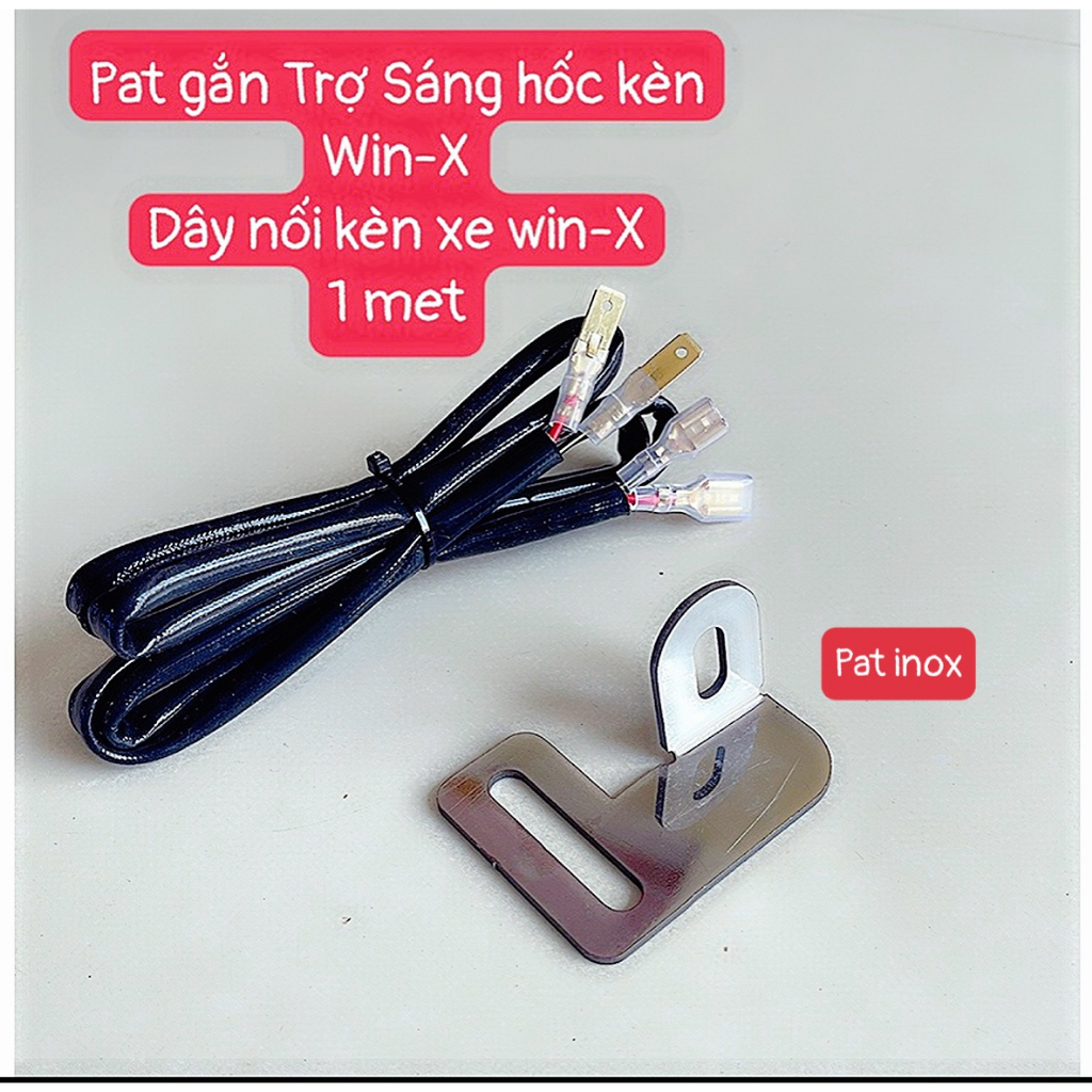Pát gắn trợ sáng lỗ còi Win x inox 304+Dây Nối Kèn Xe Máy