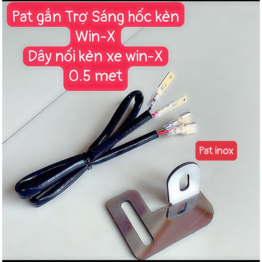 Pát gắn trợ sáng lỗ còi Win x inox 304+Dây Nối Kèn Xe Máy
