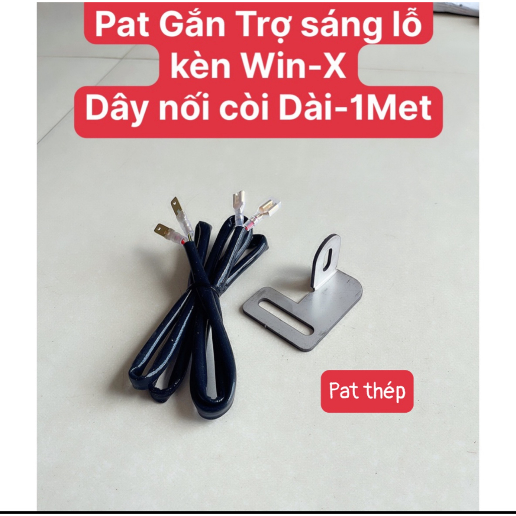 Pát gắn trợ sáng lỗ còi Win x inox 304+Dây Nối Kèn Xe Máy