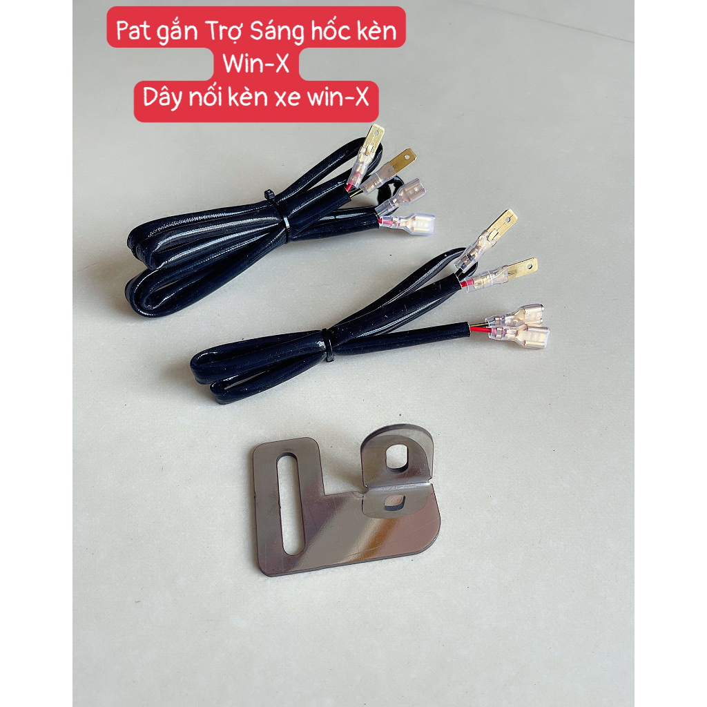 Pát gắn trợ sáng lỗ còi Win x inox 304+Dây Nối Kèn Xe Máy