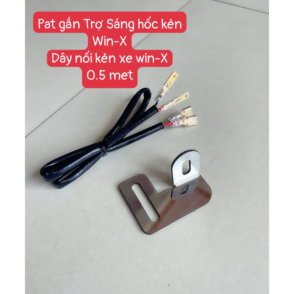 Pát gắn trợ sáng lỗ còi Win x inox 304+Dây Nối Kèn Xe Máy