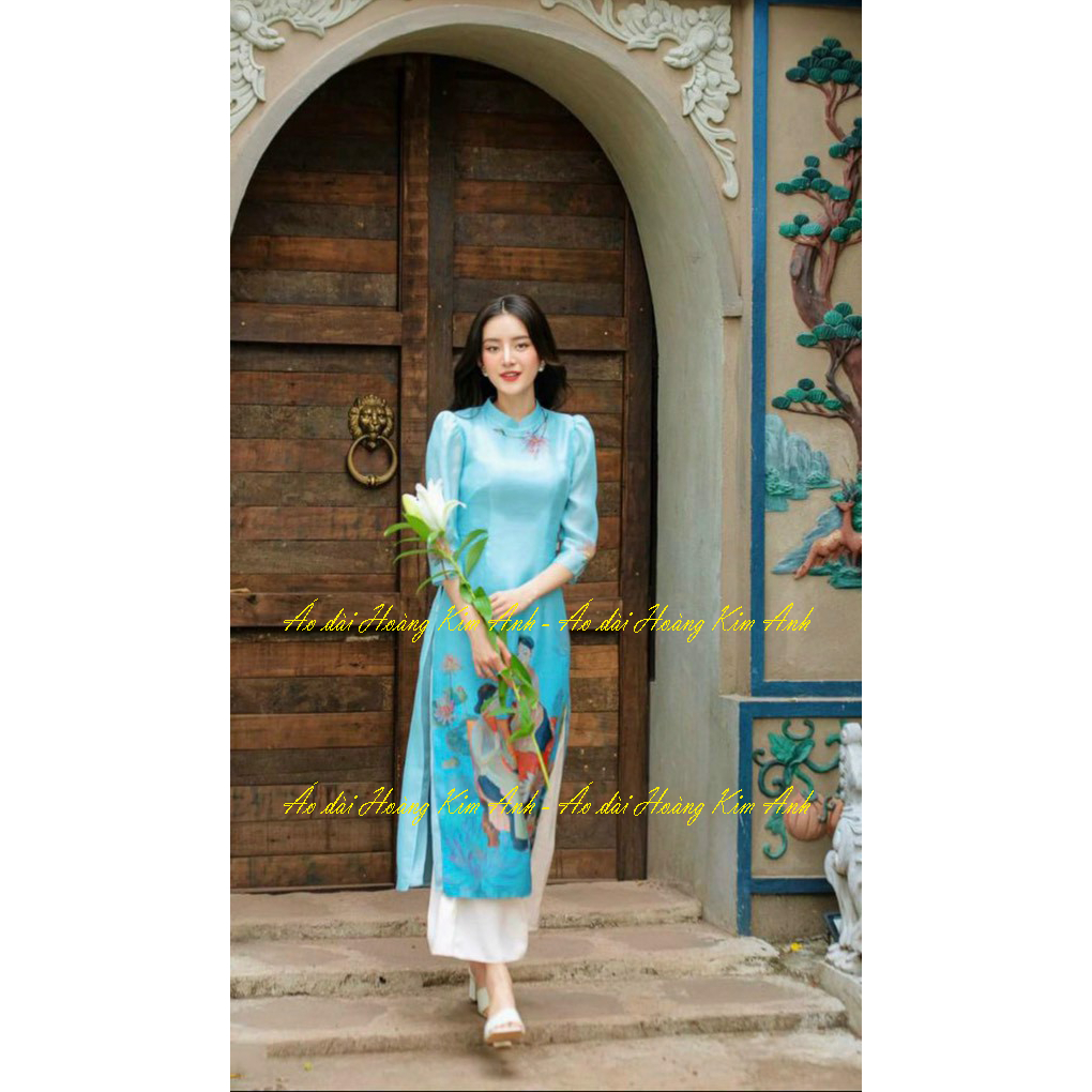 ÁO DÀI CÁCH TÂN TÂN 4 TÀ DÁNG SUÔNG VẢI VOAN TƠ LÓT LỤA IN 3D CÔ GÁI CAO CẤP THIẾT KẾ TAY LỠ TRUYỀN THỐNG MAY SẴN