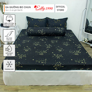 Bộ 3 Món Ga Gối Cotton Poly Mẫu SAO ĐEN - CUNG HOÀNG ĐẠO _evily1990