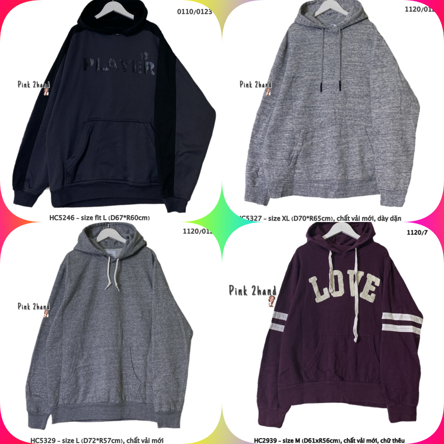 Áo Hoodie Oversize nữ, nam 2hand, chất dày, size XL/XXL - 190922-2