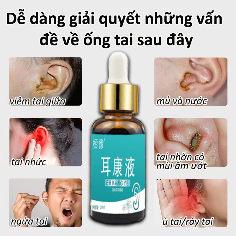 Dung dịch nhỏ tai Thuốc nhỏ tai viêm tai giữa trợ giảm ù tai điếc tai tan ráy tai cho bé và người lớn sưng tai 20ml