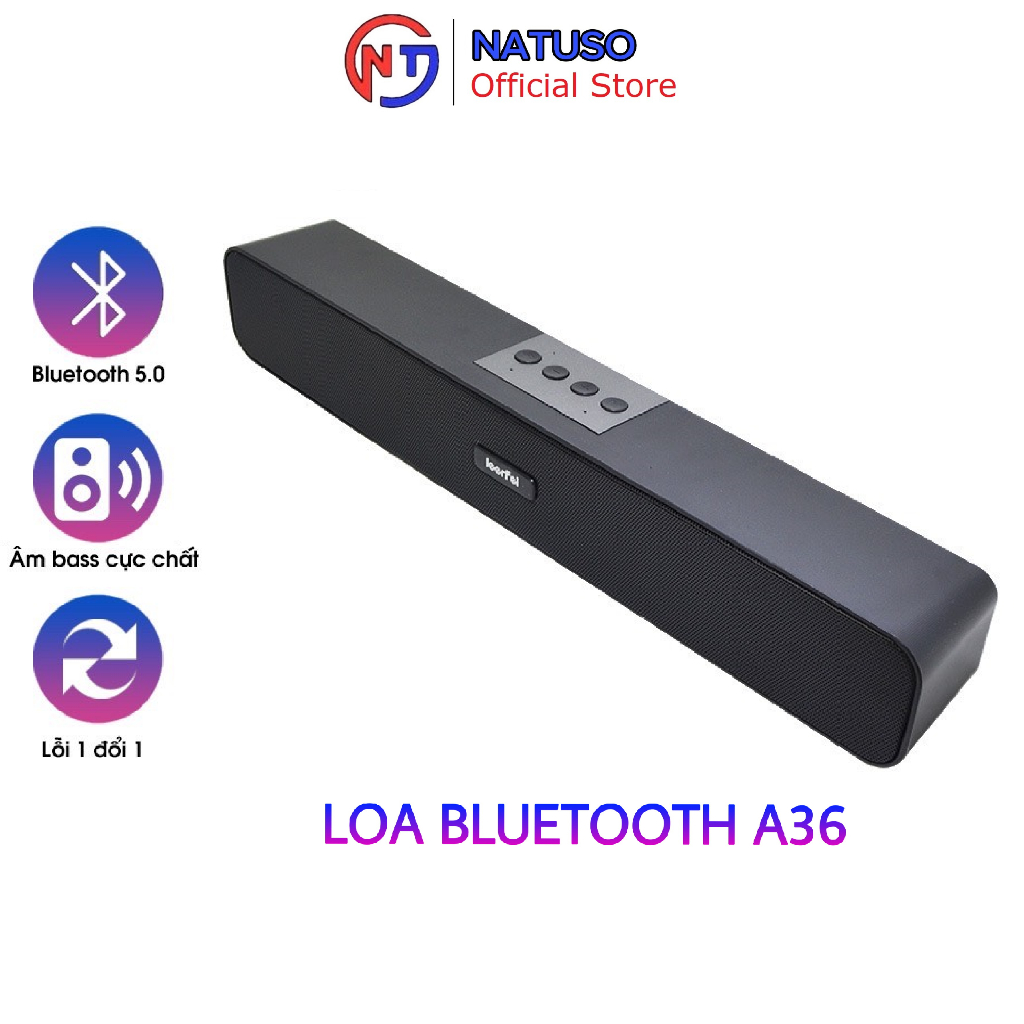 [Mã ICBFRI25 giảm 25K đơn 149k] Loa bluetooth không dây nghe nhạc siêu bass Natuso A36 hỗ trợ usb và thẻ nhớ