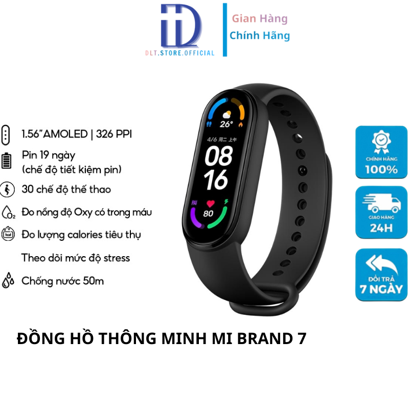 Đồng Hồ Thông Minh DL TECH M7 Smart Band, Vòng Đeo Tay Thể Thao, Theo Dõi Sức Khỏe Đo Nhịp Tim, Chống Nước IP67