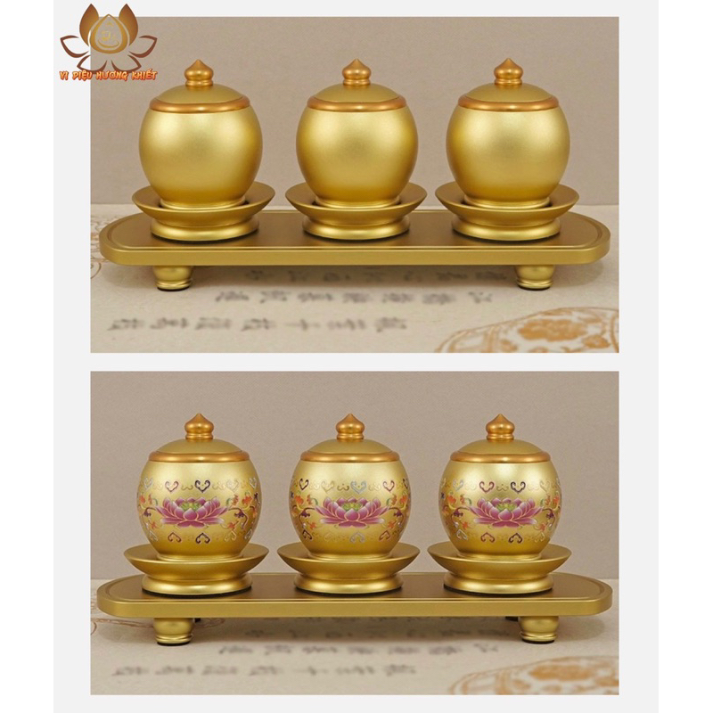 BỘ KỶ CHÉN NƯỚC THỜ BẰNG ĐỒNG HỢP KIM