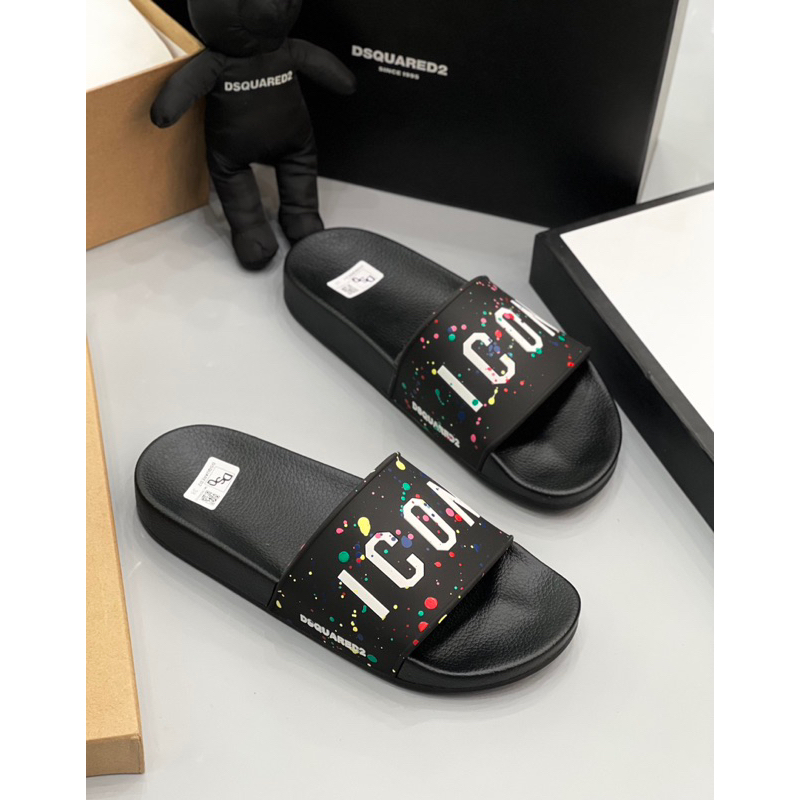 dép lê logo nổi bật dính sơn siêu hot