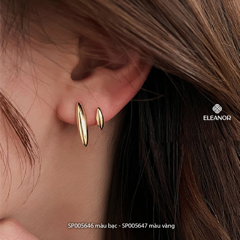 Bông tai nữ chuôi bạc 925 Eleanor Accessories mặt trơn sáng bóng phụ kiện trang sức 5646