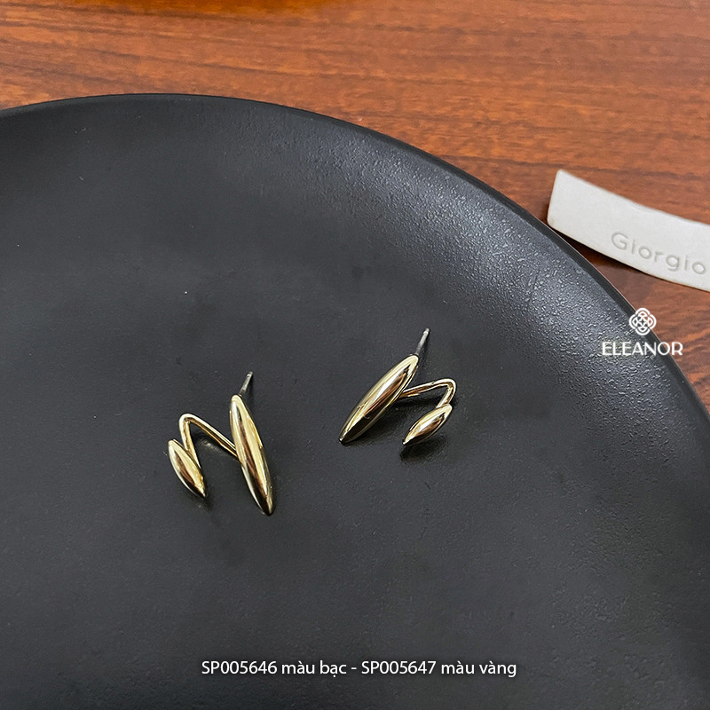 Bông tai nữ chuôi bạc 925 Eleanor Accessories mặt trơn sáng bóng phụ kiện trang sức 5646