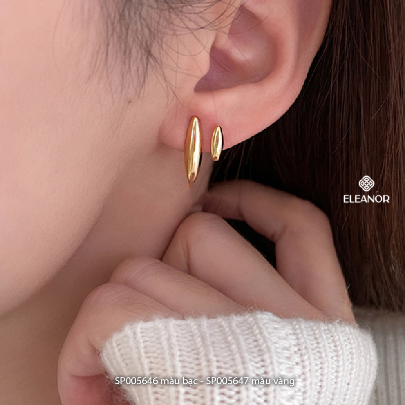 Bông tai nữ chuôi bạc 925 Eleanor Accessories mặt trơn sáng bóng phụ kiện trang sức 5646