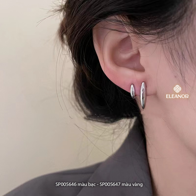 Bông tai nữ chuôi bạc 925 Eleanor Accessories mặt trơn sáng bóng phụ kiện trang sức 5646