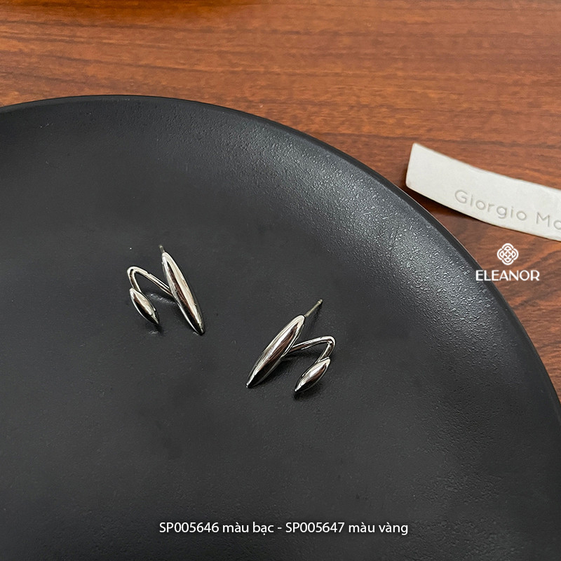 Bông tai nữ chuôi bạc 925 Eleanor Accessories mặt trơn sáng bóng phụ kiện trang sức 5646