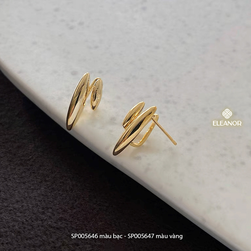 Bông tai nữ chuôi bạc 925 Eleanor Accessories mặt trơn sáng bóng phụ kiện trang sức 5646