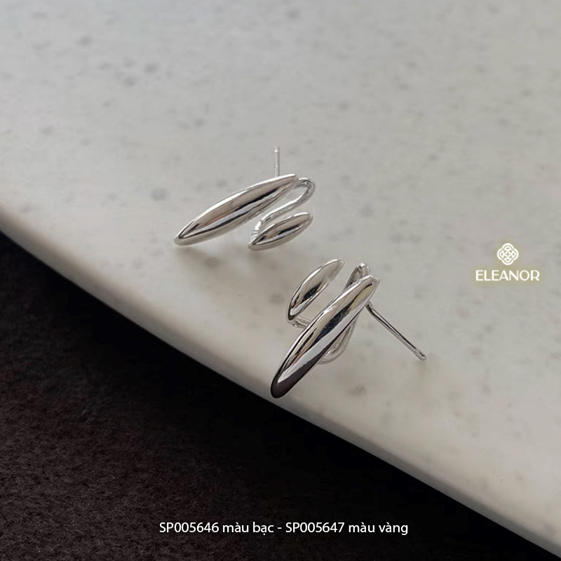Bông tai nữ chuôi bạc 925 Eleanor Accessories mặt trơn sáng bóng phụ kiện trang sức 5646