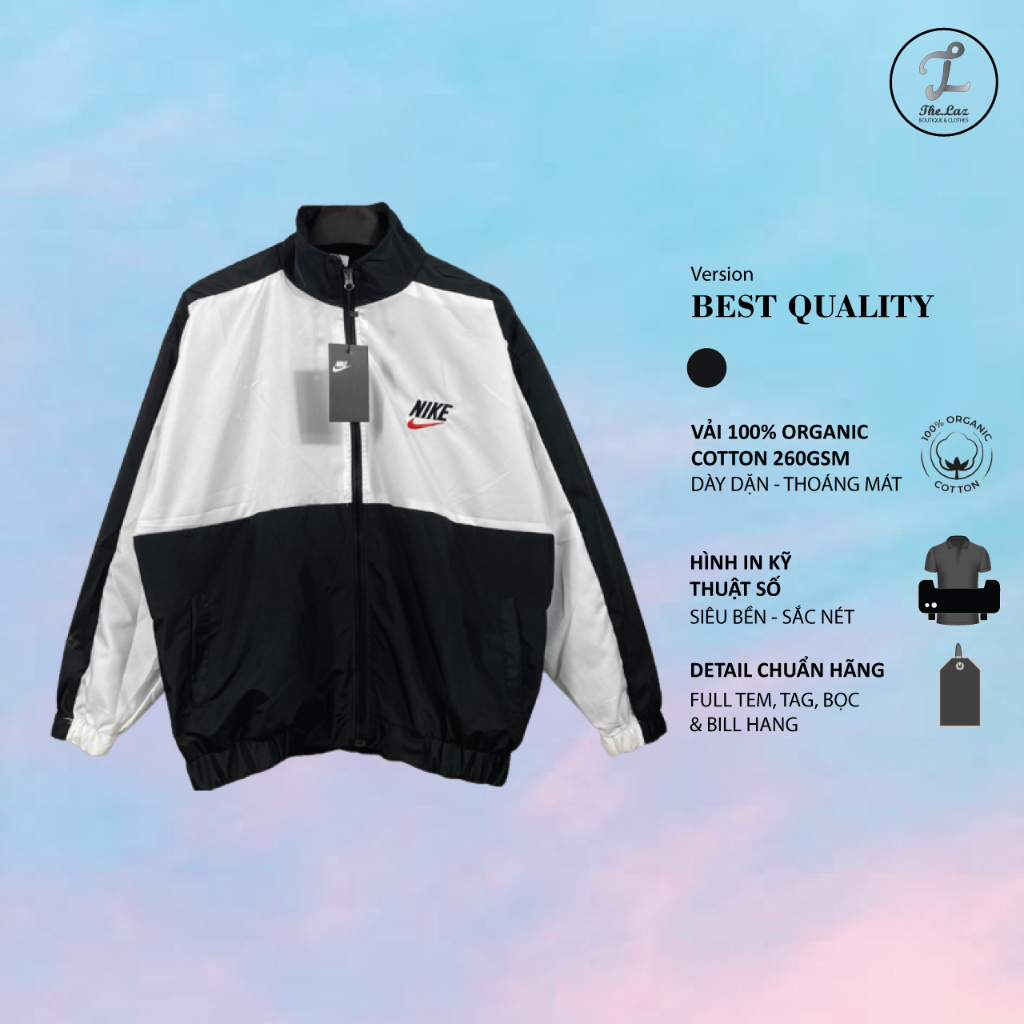 Áo Khoác Dù 2 Lớp Jacket Vintage V4 Vintage Red Logo - Vải Cao Cấp THE LAZ