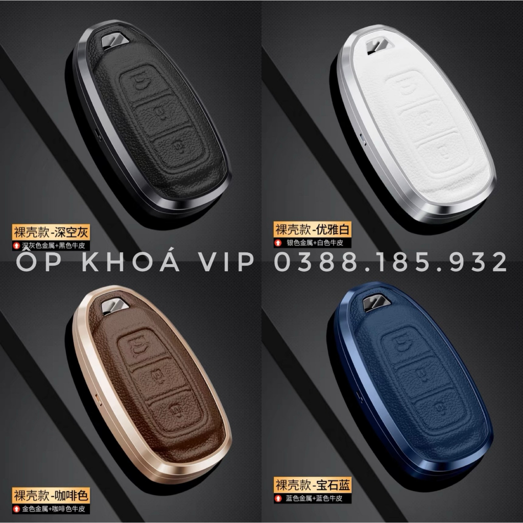 Ốp khóa xe titan mặt da cao cấpchìa khoá xe các loại  Hyundai  Kona, Santafe ốp khóa viền kim loại